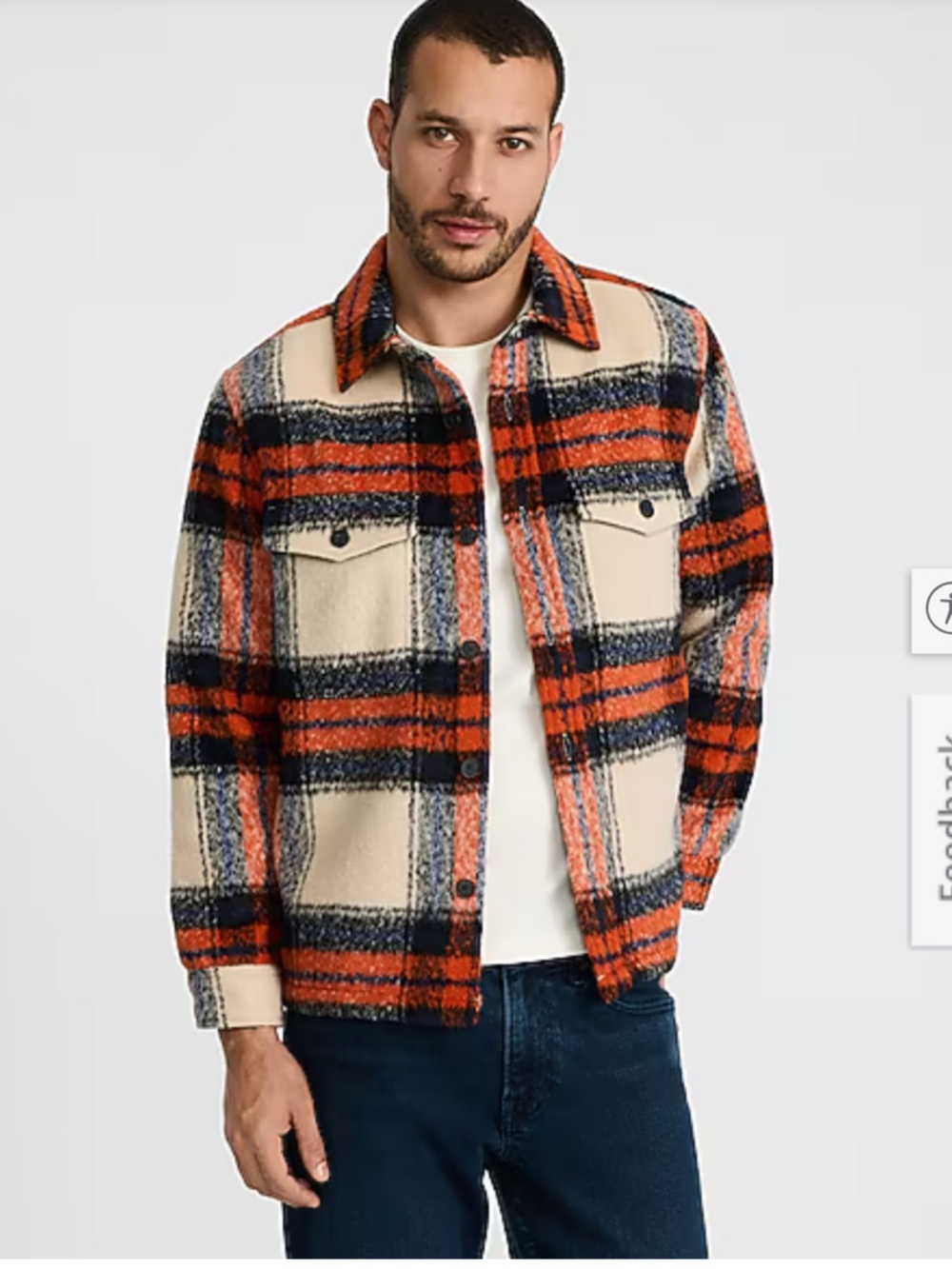 NWT Plaid Double Pocket Knit Shirt Jacket